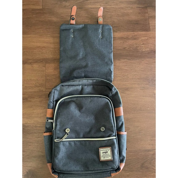 Wenjie Blue Canvas Laptop Rucksack Backpack - Picture 3 of 7